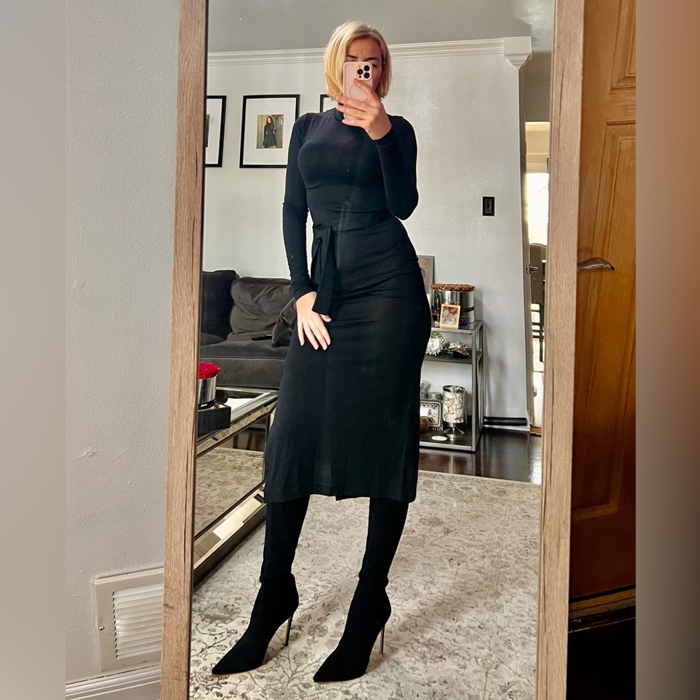 Ralph Lauren Black Long Sleeve Maxi Dress 55% wool